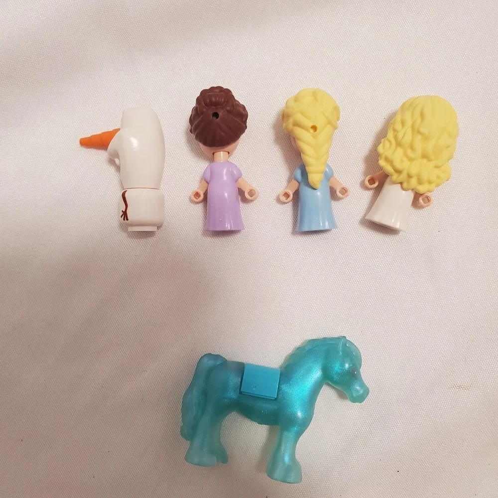 LEGO Disney Frozen Lot Elsa Micro Doll Minifigs, Anna, Olaf, Blue Horse Nokk